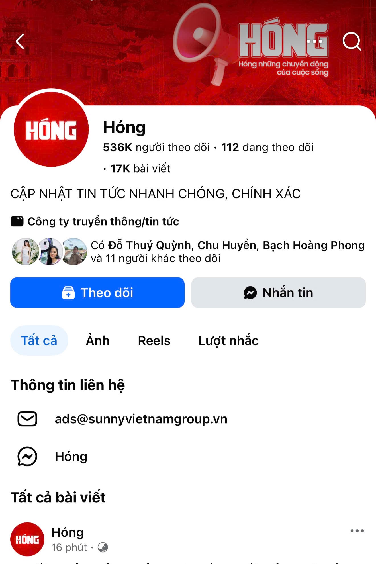 Fanpage Hóng